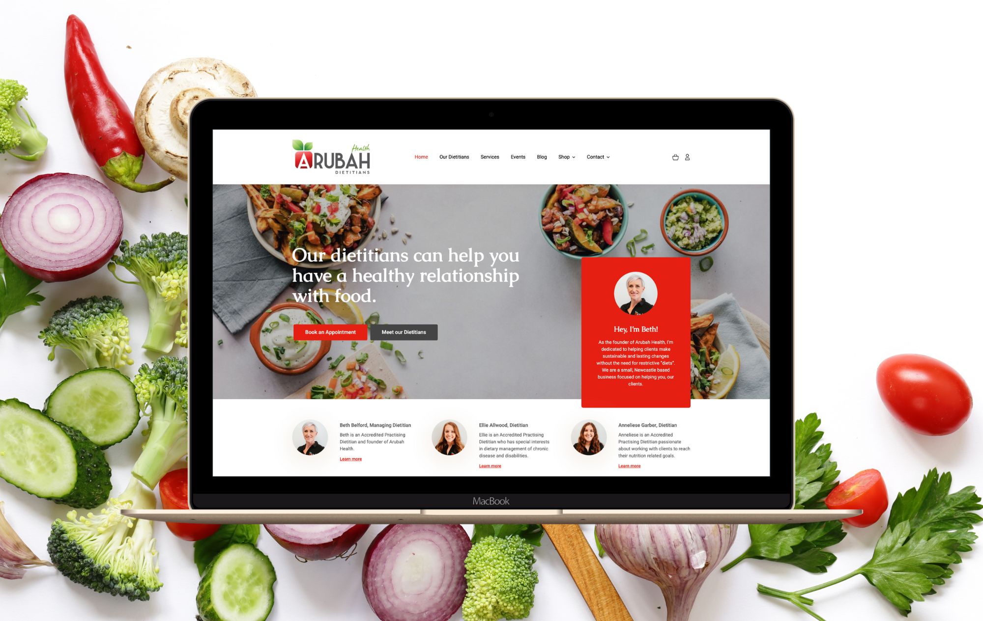 Web design project for Arubah Health Dietitians