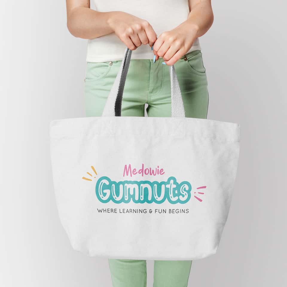 Medowie-Gumnut-Tote branded tote bag with company logo